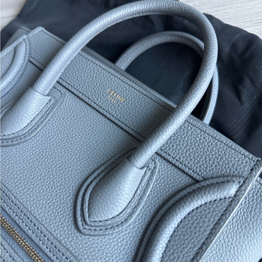 CELINE Drummed Calfskin Nano Luggage Handbag - Picture 3 of 9